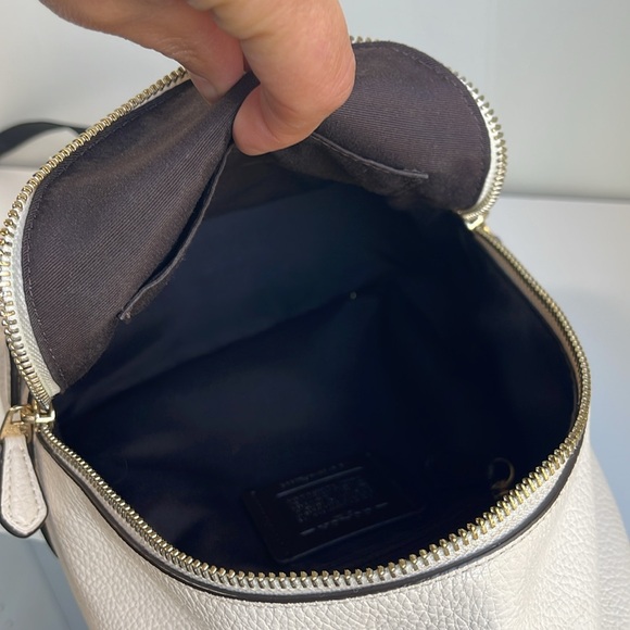 COACH Pebbled Leather Mini Charlie Backpack Color Chalk - Picture 9 of 17